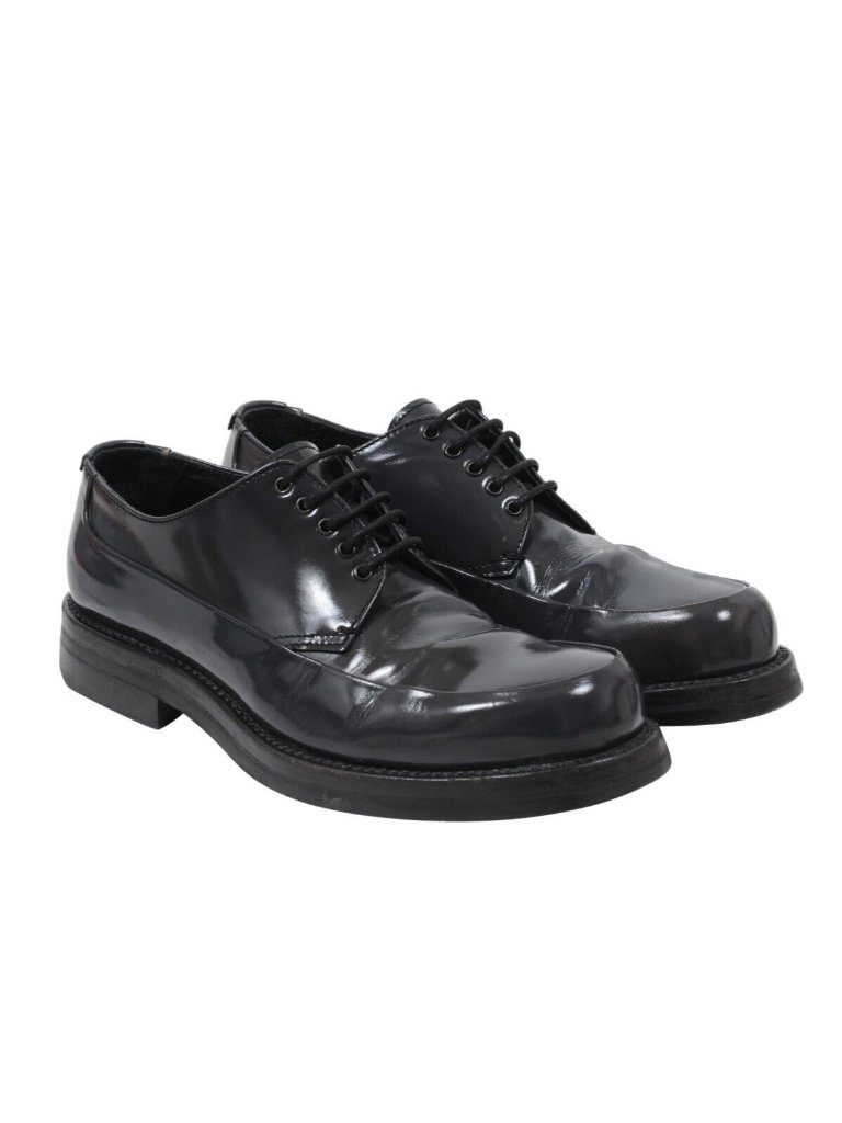 Prada Vintage Derby Size Us 8 Uk7 Grey Smooth Leather Oxford Lace Ups